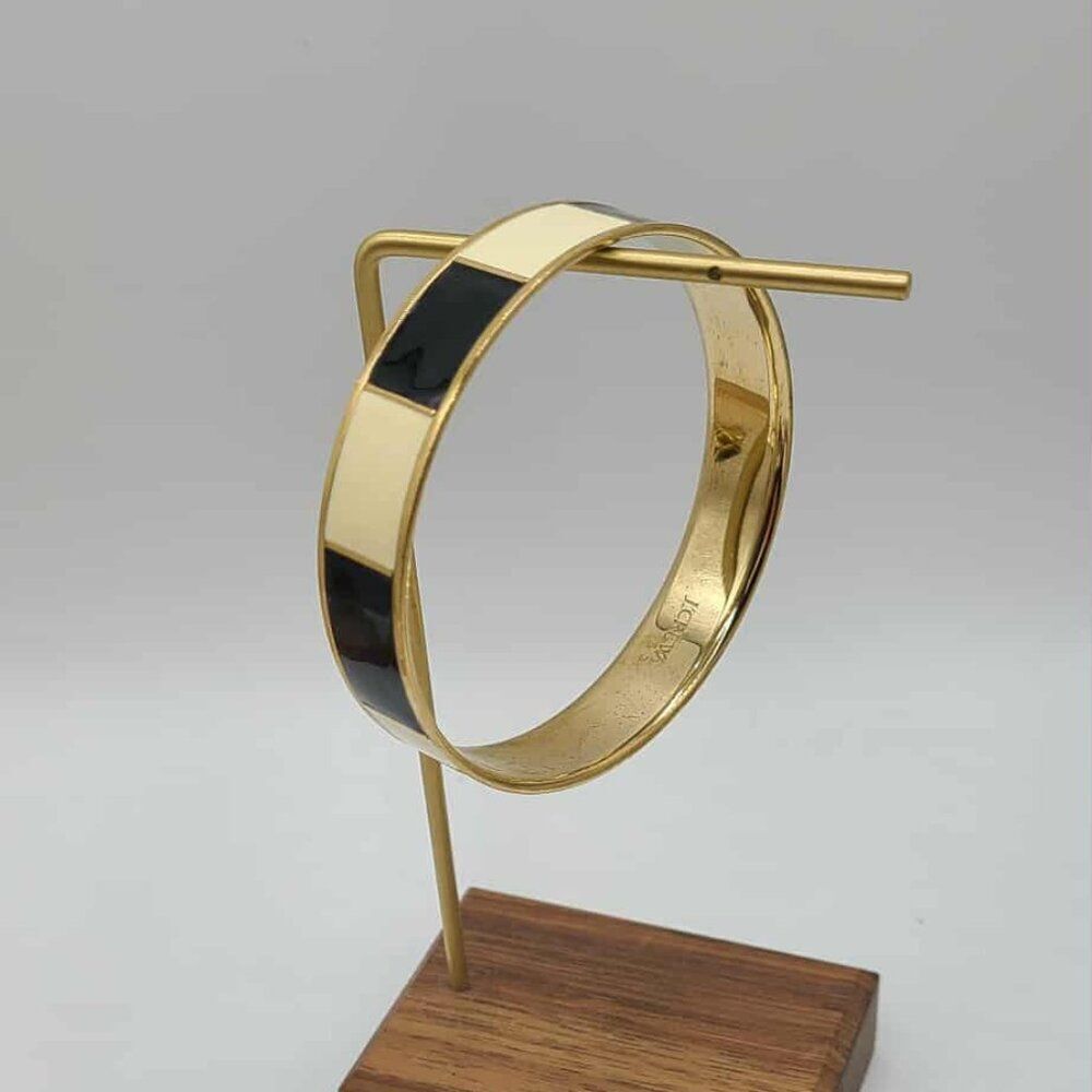 J Crew Gold Tone Black White Enamel Bangle